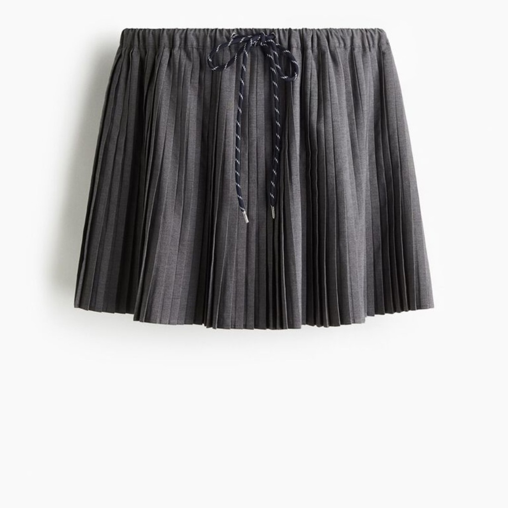 Divided Charcoal Pleated Mini Skirt
